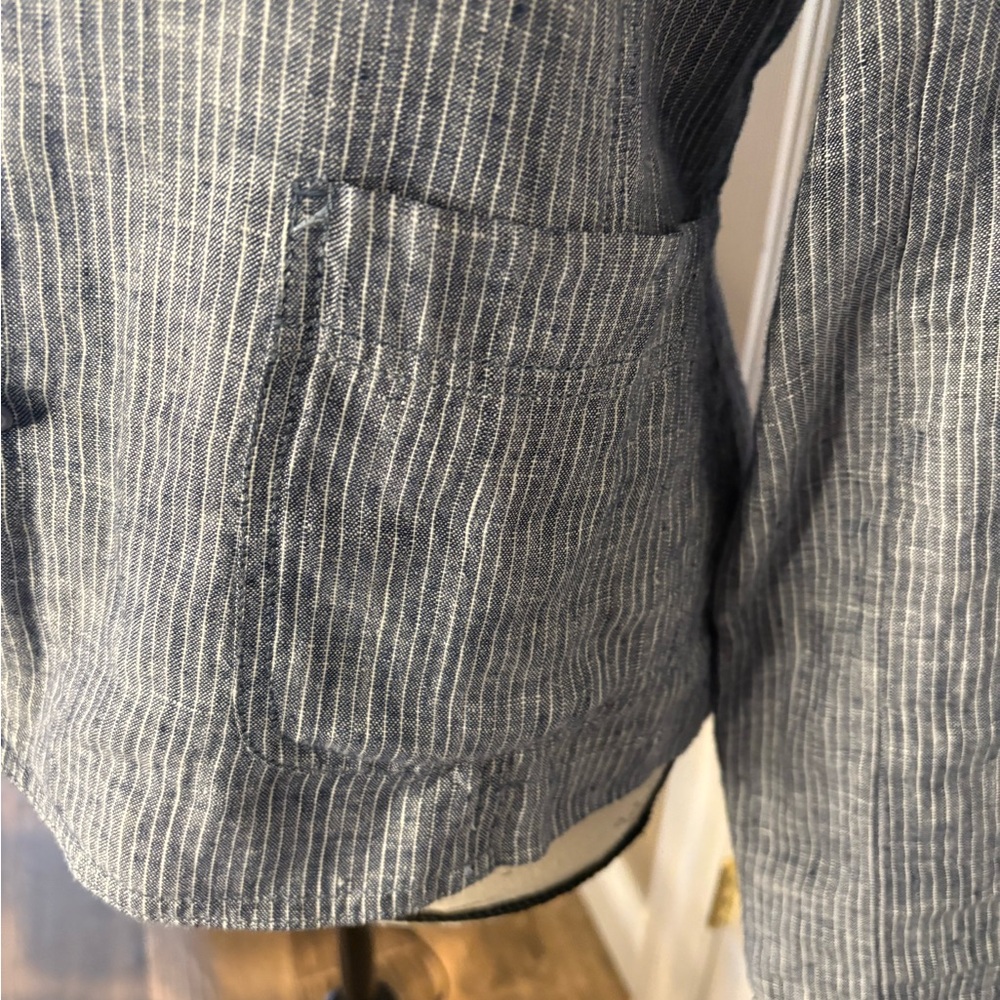 Eileen Fisher Navy and White Striped Jacket - Picture 5 of 10